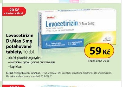 Levocetirizin Dr.Max 5 mg potahované tablety, 10 tbl.