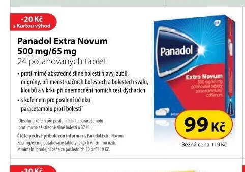 Panadol Extra Novum 500 mg/65 mg 24 potahovaných tablet