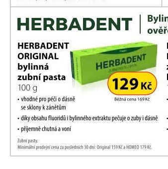 HERBADENT ORIGINAL bylinná zubní pasta 100 g