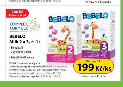 BEBELO Milk 2 a 3, 600 g