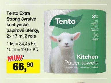 Tento Extra Strong 3vrstvé kuchyňské papírové utěrky, 2x 17 m, 2 role