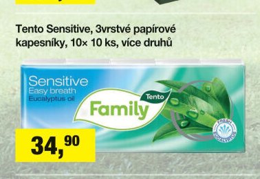 Tento Sensitive, 3vrstvé papírové kapesníky, 10x 10 ks, více druhů
