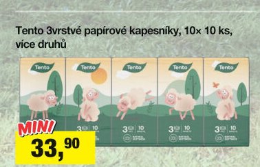 Tento 3vrstvé papírové kapesníky, 10x 10 ks, více druhů
