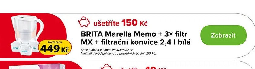 BRITA Marella Memo + 3× filtr MX + filtrační konvice 2,4 l bílá