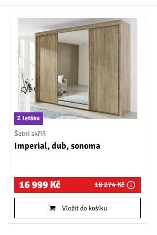Šatní skříň Imperial, dub, sonoma