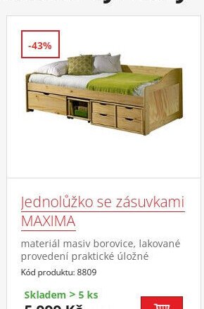 Jednolůžko se zásuvkami MAXIMA