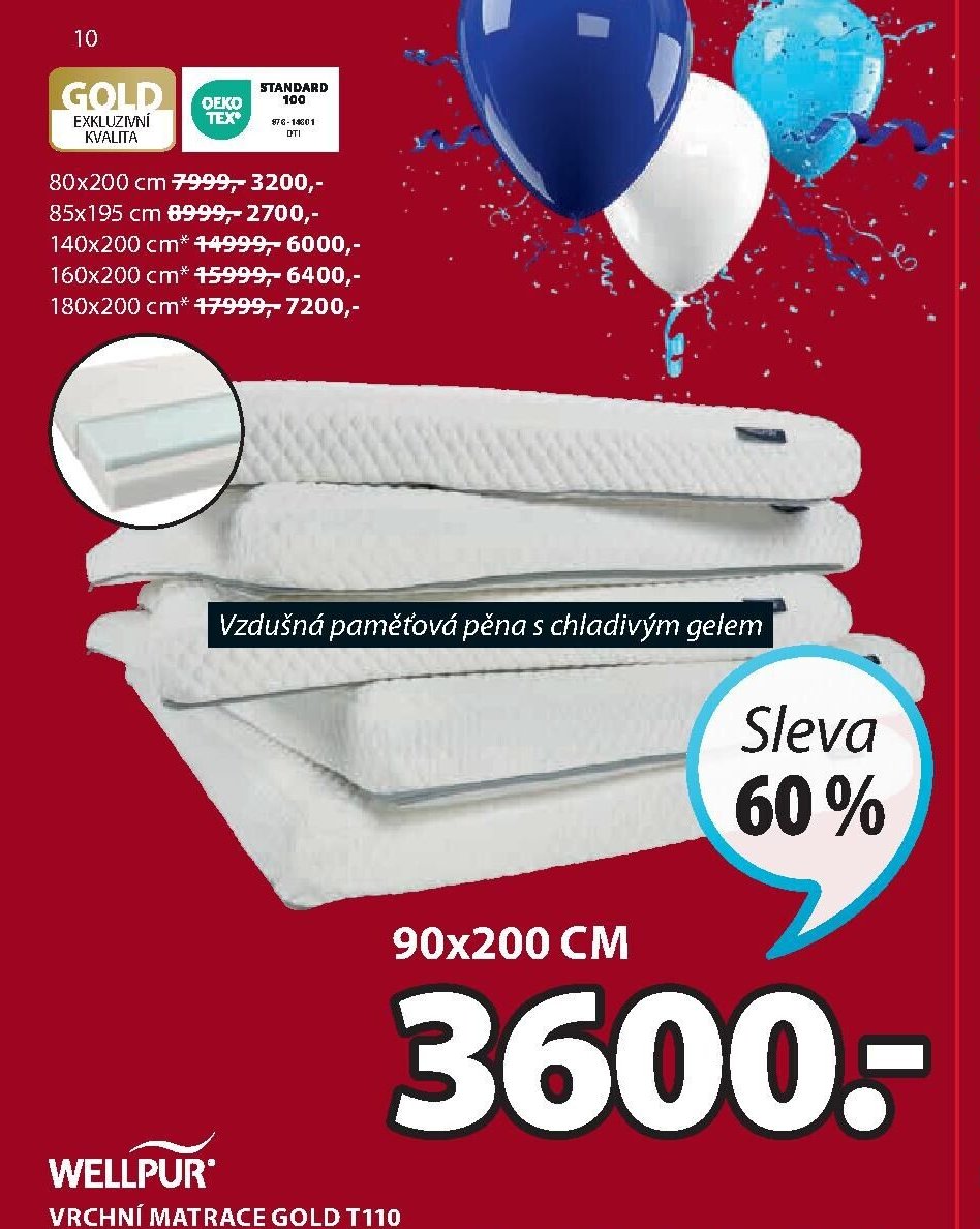 VRCHNÍ MATRACE GOLD T110