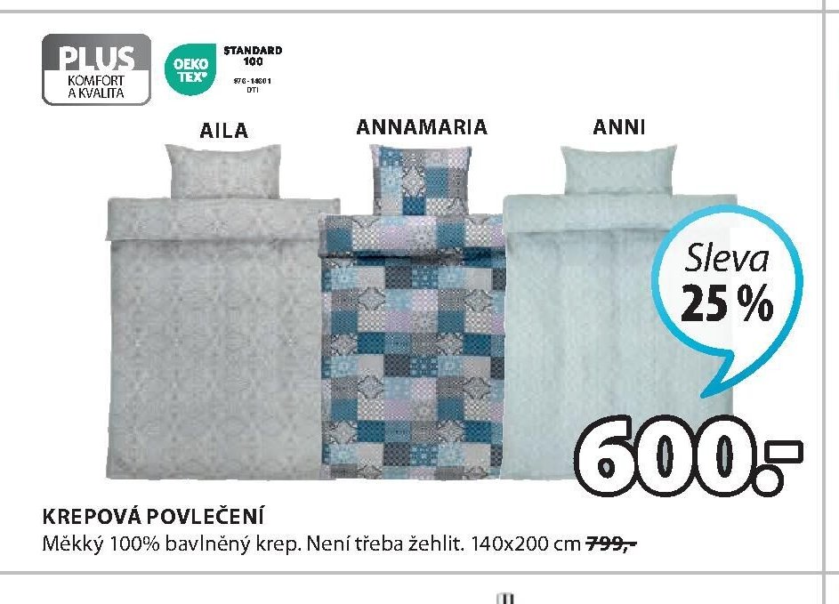 Krepová povlečení (AILA, ANNAMARIA, ANNI)