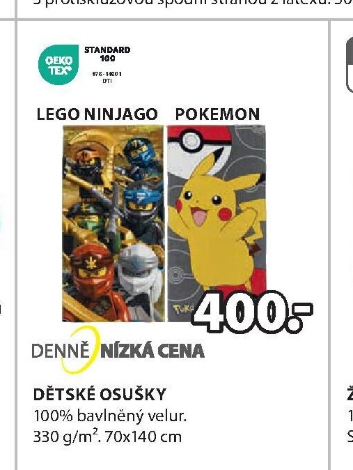 Dětské osušky (LEGO NINJAGO, POKEMON)
