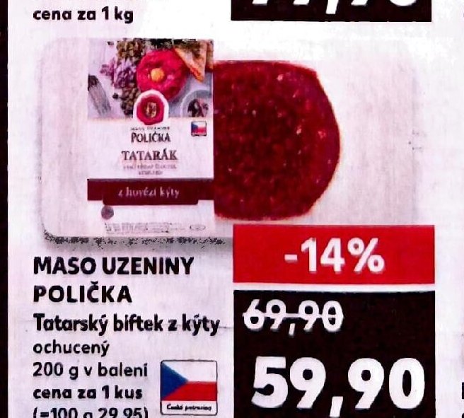 MASO UZENINY POLIČKA Tatarský biftek z kýty