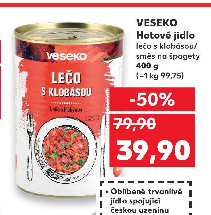 VESEKO Hotové jídlo lečo s klobásou