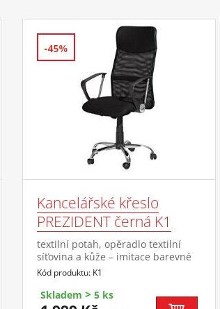 Kancelářské křeslo PREZIDENT černá K1