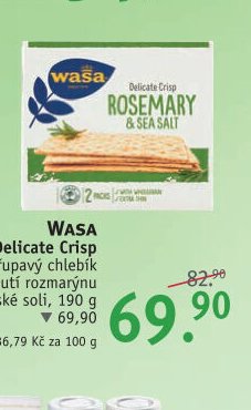 WASA Delicate Crisp křupavý chlebík s příchutí rozmarýnu a mořské soli, 190 g