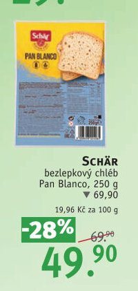 SCHÄR bezlepkový chléb Pan Blanco, 250 g
