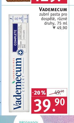 VADEMECUM zubní pasta pro dospělé, různé druhy, 75 ml
