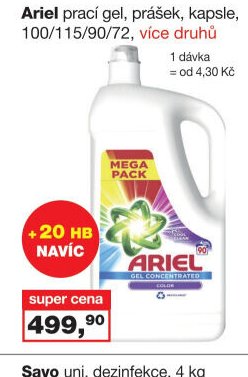 Ariel prací gel, prášek, kapsle