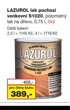 LAZUROL lak pochozí venkovní S1020