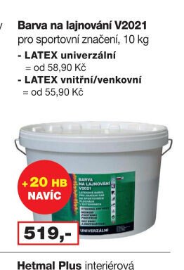 Barva na lajnování V2021 pro sportovní značení, 10 kg