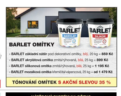 BARLET základní nátěr, akrylátová omítka, silikonová omítka, mozaiková omítka - Barvy a laky drogerie aktualniletaky.eu