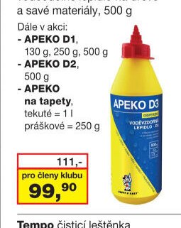 APEKO D3 venkovní voděodolné lepidlo na dřevo