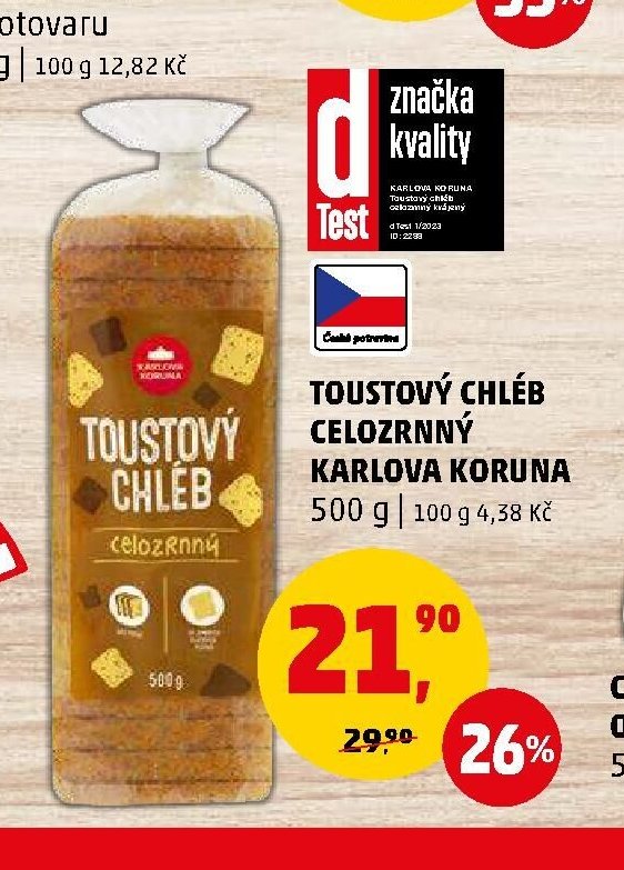 Toustový chléb celozrnný Karlova Koruna - Penny Market aktualniletaky.eu