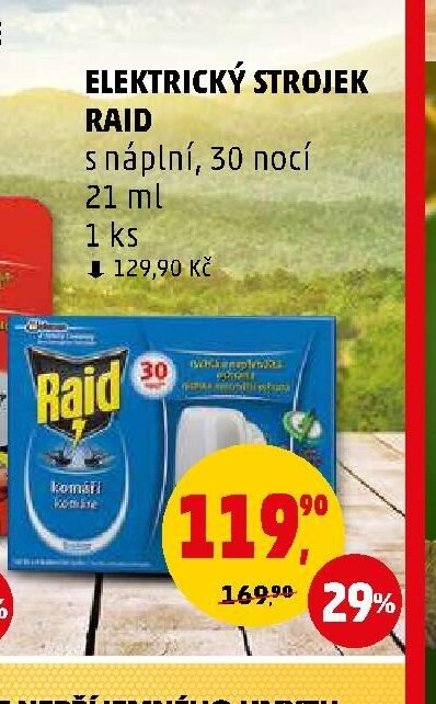 ELEKTRICKÝ STROJEK RAID s náplní 30 nocí 21 ml 1 ks - Penny Market aktualniletaky.eu