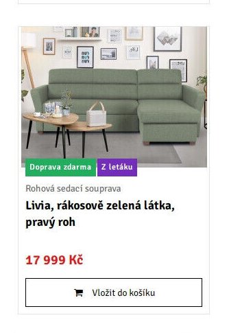Livia, rákosově zelená látka, pravý roh