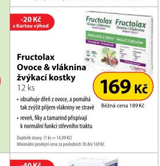 Fructolax Ovoce & vláknina žvýkací kostky 12 ks