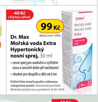 Dr. Max Mořská voda Extra Hypertonický nosní sprej, 30 ml