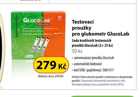 Testovací proužky pro glukometr GlucoLab 50 ks