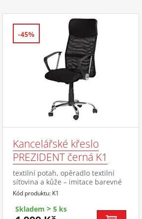 Kancelářské křeslo PREZIDENT černá K1