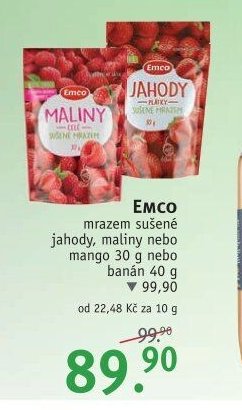 EMCO mrazem sušené jahody, maliny, mango nebo banán, 30-40 g