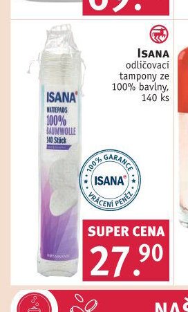 ISANA odličovací tampony ze 100% bavlny, 140 ks - ROSSMANN drogerie aktualniletaky.eu