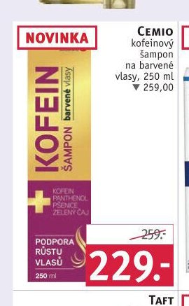 CEMIO kofeinový šampon na barvené vlasy, 250 ml