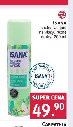 ISANA suchý šampon na vlasy, různé druhy, 200 ml