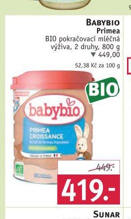 BABYBIO Primea BIO pokračovací mléčná výživa