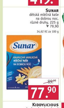 SUNAR dětská mléčná kaše