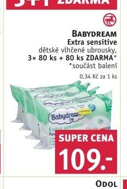 BABYDREAM Extra sensitive dětské vlhčené ubrousky