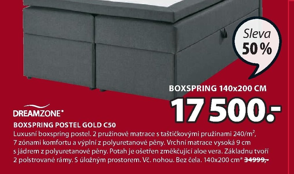 BOXSPRING POSTEL GOLD C50 - Jysk aktualniletaky.eu