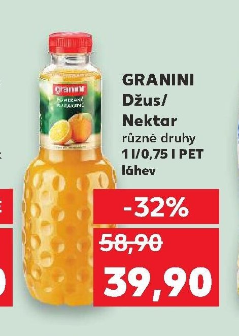 GRANINI Džus/Nektar různé druhy 1 l/0,75 l PET