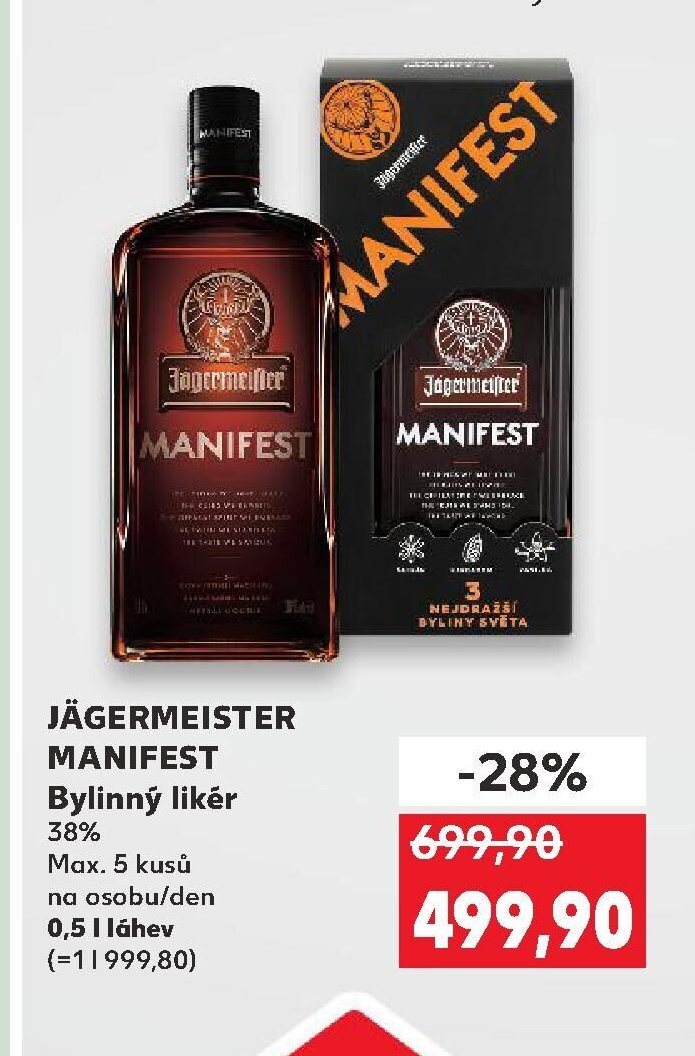 JÄGERMEISTER MANIFEST Bylinný likér 0,5 l