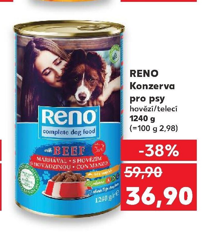 RENO Konzerva pro psy hovězí/telecí