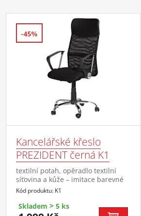 Kancelářské křeslo PREZIDENT černá K1