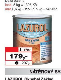 LAZUROL Aqua S Akryl V1302 lak na dřevo