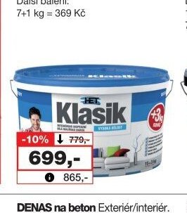 Het Klasik interiérová disperzní vysoce bílá barva, 15 + 3 kg
