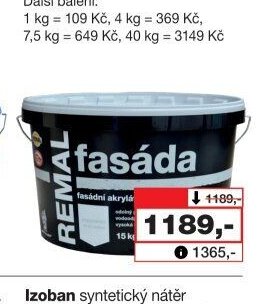 REMAL Fasáda moderní bílý akrylátový fasádní nátěr, 15 kg