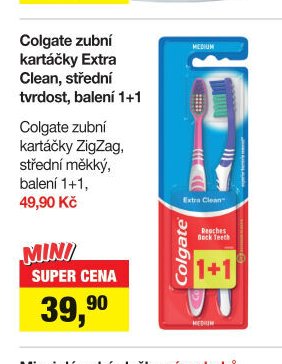 Colgate zubní kartáčky Extra Clean, střední tvrdost, balení 1+1