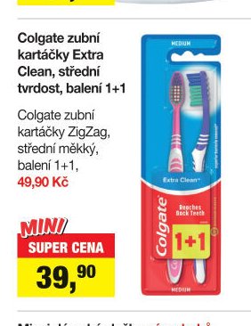 Colgate zubní kartáčky ZigZag, střední měkký, balení 1+1