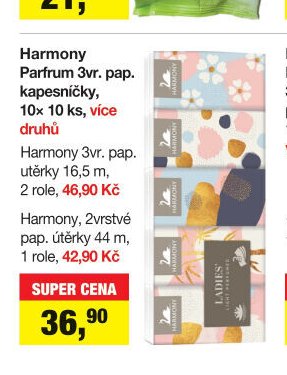 Harmony Parfrum 3vr. pap. kapesníčky, 10x 10 ks, více druhů