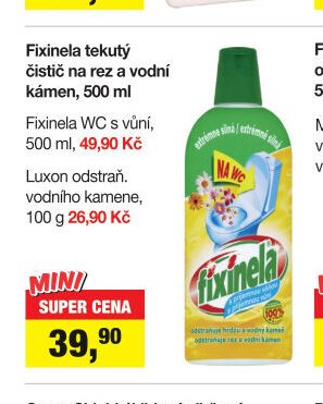 Fixinela tekutý čistič na rez a vodní kámen, 500 ml